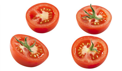 Fresh Red Tomato Halves on White Background for Culinary Use