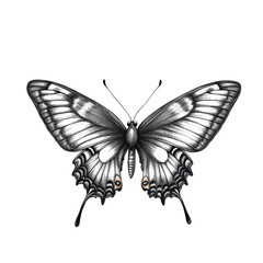 Obraz premium Intricate Black and White Butterfly Illustration for Design Use