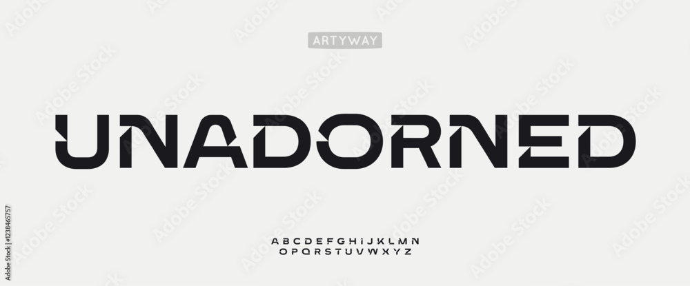 Leinwandbilder unadorned geometric font, modern wide letters with angular cuts and rounded elements. innovative alp