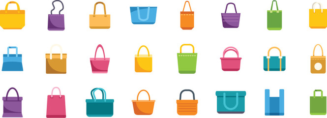 Wide variety of colorful shopping and carrying bags showcasing different designs, shapes, and functionalities for diverse customer needs