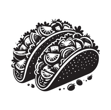 black and white tacos food graphic clip art preview