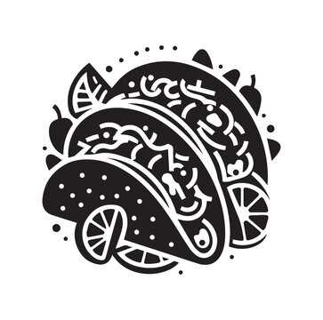 black tacos with lime slices clip art preview