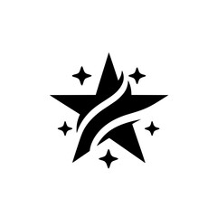 Star Sparkle Shine: Elegant Black and White Graphic Design, Minimalist Logo, Icon, Symbol