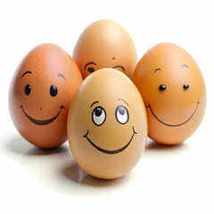 egg expressions on white background