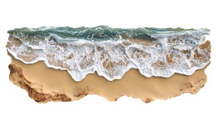 Soft waves washing golden sand on transparent background