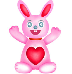 cute pink sitting rabbit