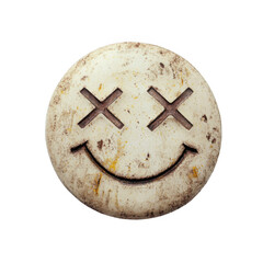Fototapeta premium Smiling emoticon with crossed eyes on transparent background