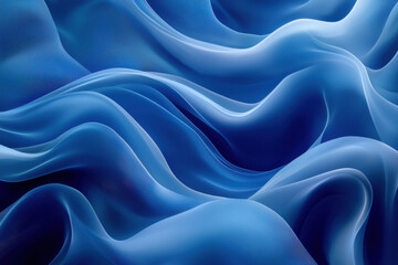 Obraz premium Dynamic blue silk-like waves with fluid flowing movement, abstract artistic composition