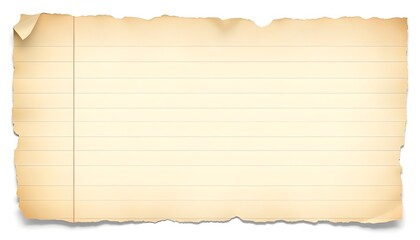 Fototapeta premium Torn vintage lined notebook paper with distressed edges, a textured surface, for use scrapbooking, designs, on white background