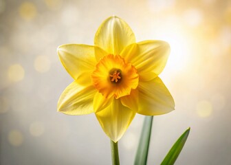 Fototapeta premium Blooming Daffodil Flower on White Background - Spring Floral Photography