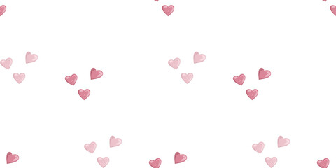 Seamless pattern of pink hearts on a white background for Valentine's Day