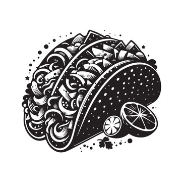 black and white tacos with lime clip art preview