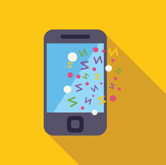 Mobile phone displaying exploding confetti and geometric shapes, celebrating a successful outcome or achievement