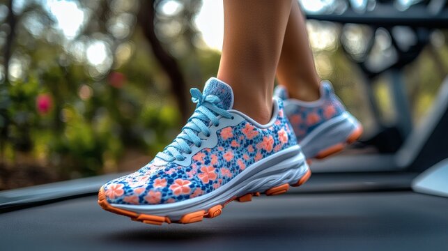 Floral Running Shoes: A Vibrant, Active Lifestyle Design - Powered by Adobe
