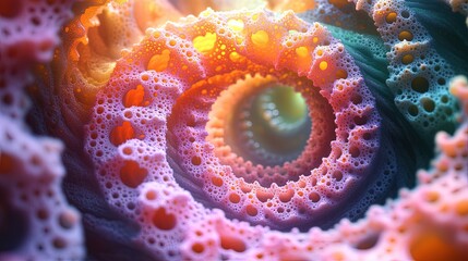 Fototapeta premium Abstract swirl pattern with porous texture and glowing background, for graphic design