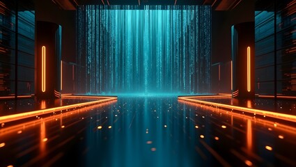 modern high-tech futuristic background with a digital cybernetic theme, featuring glowing lines and abstract motion, perfect for technology and innovation-based projects	