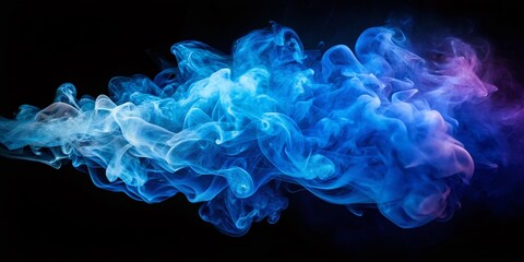 Blue Smoke Burst Background - Low Light Photography Stock Photo