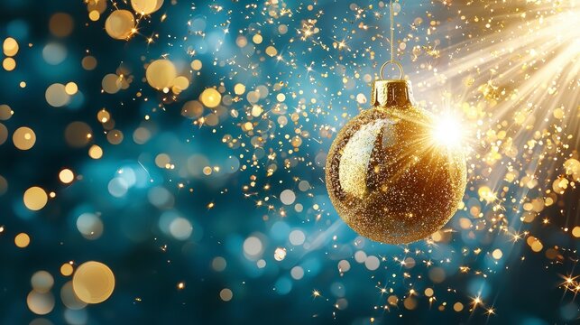 Sparkling holiday celebration festive atmosphere golden ornament magical environment close-up view joyful concept