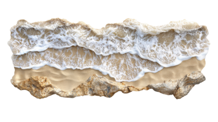 Soft waves washing sandy beach on transparent background