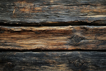 Old rustic wooden planks with deep cracks and natural weathered texture