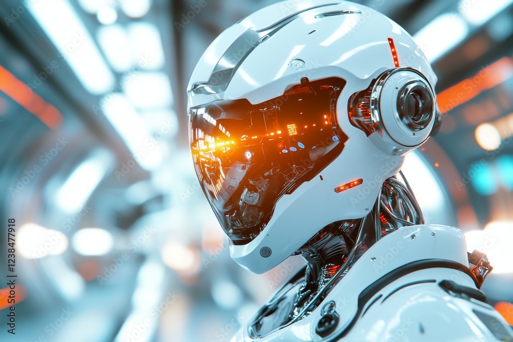 Poster A 3D-rendered depiction of a high-tech assembly line where robotic arms replace traditional components with futuristic substitutes, glowing with soft, dynamic lighting