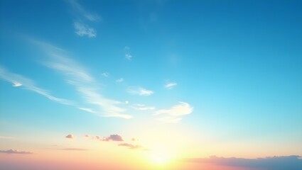 Obraz premium stunning high-resolution image of a clear blue sky with soft, scattered clouds, representing peace, freedom and tranquility, perfect for backgrounds wallpapers, and digital art 