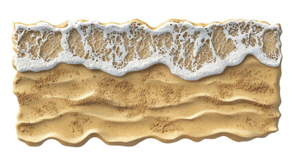 Fototapeta na wymiar Soft ocean wave washing golden sand on transparent background