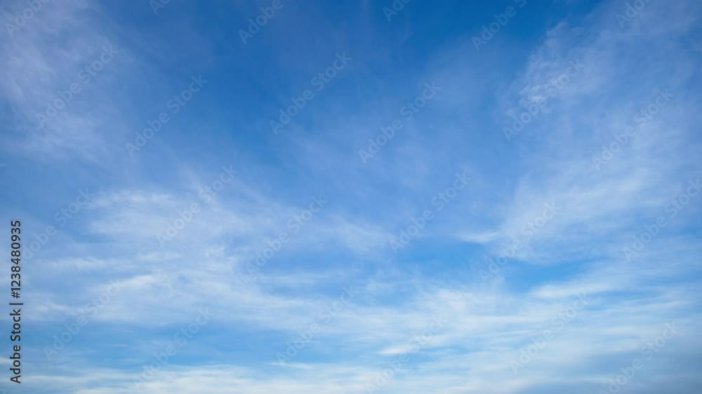 Wall mural beautiful blue sky with soft white clouds timelapse for abstract background