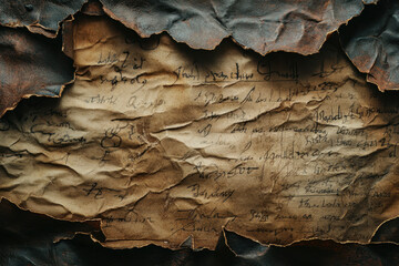 Naklejka premium Burnt and weathered parchment with deep creases and crumbling edges