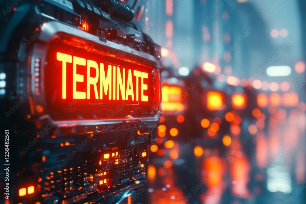 Poster A dramatic image of a computer screen displaying the word â€œTERMINATEâ€ in bold red letters during a hacking scene