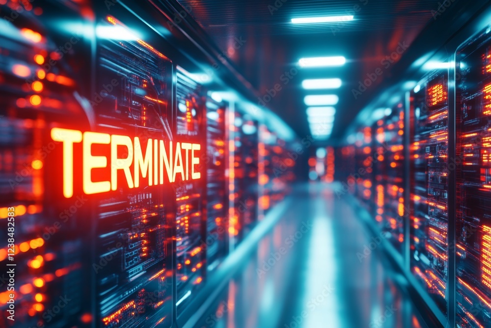 Poster A dramatic image of a computer screen displaying the word â€œTERMINATEâ€ in bold red letters during a hacking scene