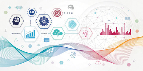 Dynamic Digital Background for Technology Featuring AI, Data, and Audio Elements