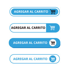White and blue agregar al carrito button with a shopping cart on a white background (trad. add to cart)