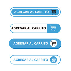 White and blue agregar al carrito button with a shopping cart on a white background (trad. add to cart)