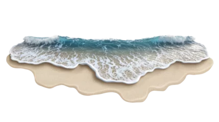 Selbstklebende Fototapeten Tropical beach with gentle waves crashing on shore, transparent background © Milena