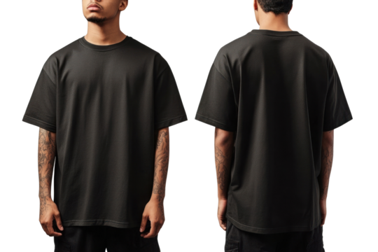 PNG Black oversize t-shirt mockup apparel front view.