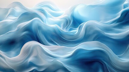Obraz premium Blue translucent fabric waves over light background for textures, designs, or patterns