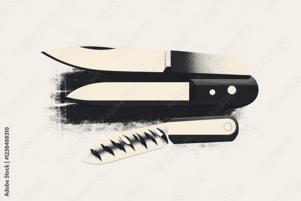 Fototapete a minimalist illustration of a swiss army knife with only a few clean, precise lines, symbolizing ad