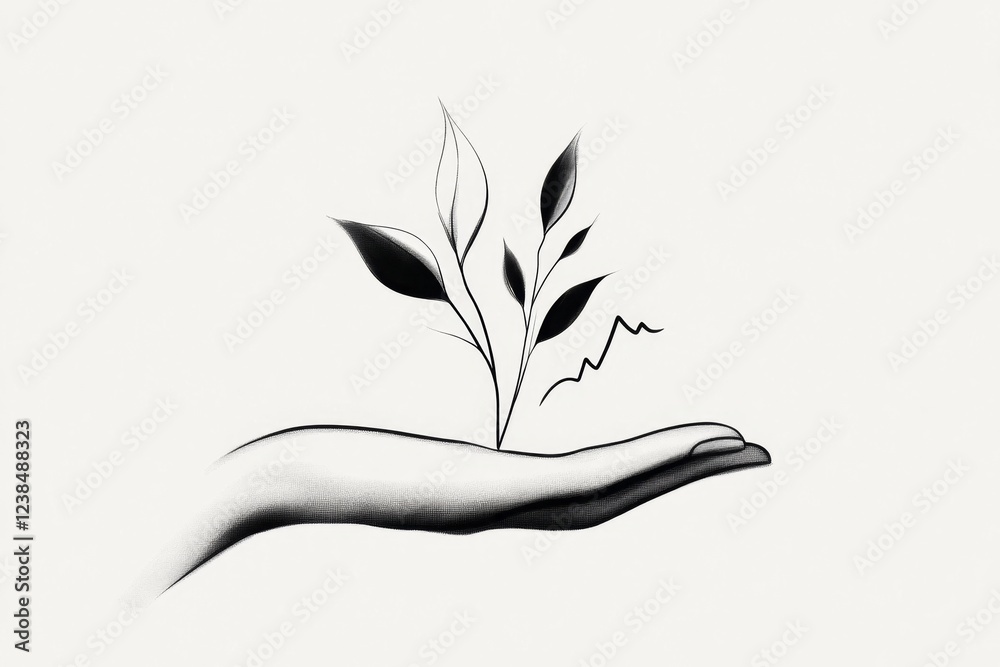 Poster A minimalist design showing a hand holding a coin with a small upward arrow next to it, representing earning interest