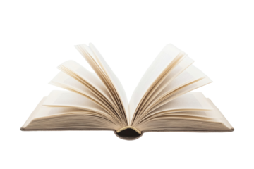 Open Book with Clear Pages Spread Evenly on Transparent Background