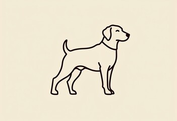 Fototapeta premium Minimalist Dog Silhouette Logo, Elegant Full Body Design, Pet Supplement Brand, Modern Icon, Clean Style, Premium Product, Animal Health, Sophisticated Emblem, Stock Vector.