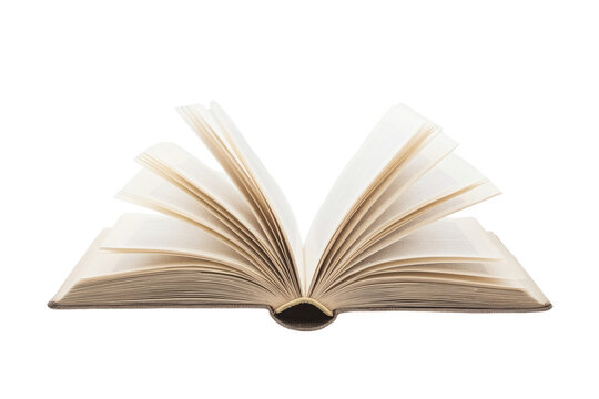 Open Book with Clear Pages Spread Evenly on Transparent Background
