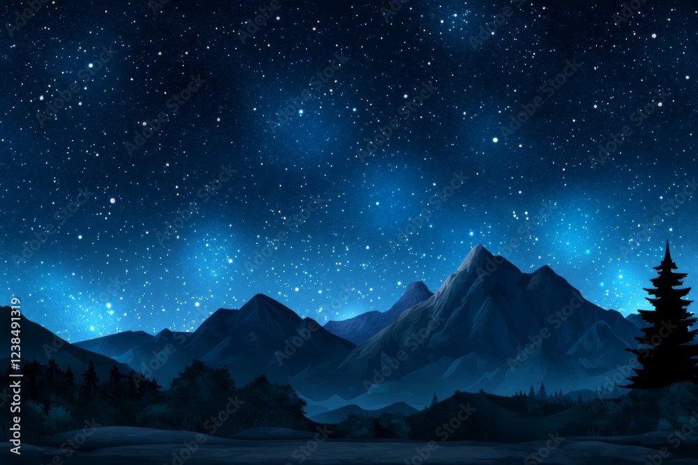 Aufkleber A pixel art representation of stars twinkling throughout a vast night sky, with tiny animated sparkles adding depth to the retro aesthetic
