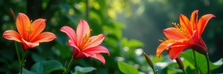 Fototapeta premium Rare and exotic fuengfah flowers in a shaded garden area, exotic, florals, blooms