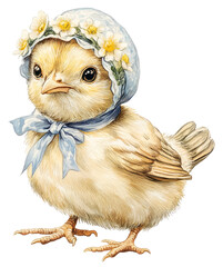 Charming Chick in a Bonnet with Flowers