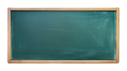Wide Green Chalkboard with Wooden Frame on Transparent Background