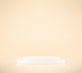 Beige background vector 3d with podium space for selling products, backdrop, wallpaper, background, text. 3D abstract studio room with pedestal podium. Vector illustration.