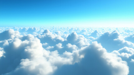 Fototapeta premium Dreamy sky above the clouds with soft sunlight and bright blue horizon perfect for inspirational backgrounds, website headers, meditation apps, and peaceful nature-themed designs