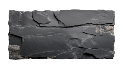 Rectangular Dark Gray Slate with Layered Texture on Transparent Background
