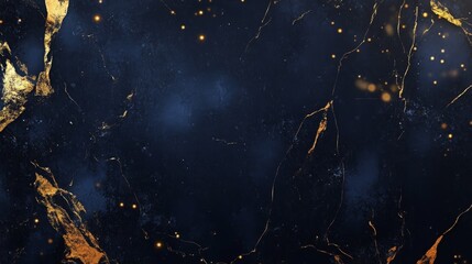 Naklejka premium dark blue grunge concrete wall texture with some golden spots used a background 
